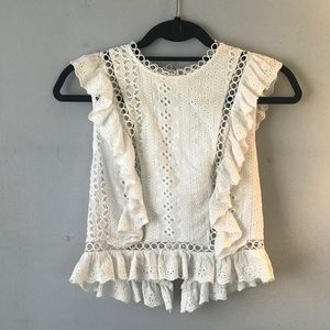 White eyelet top